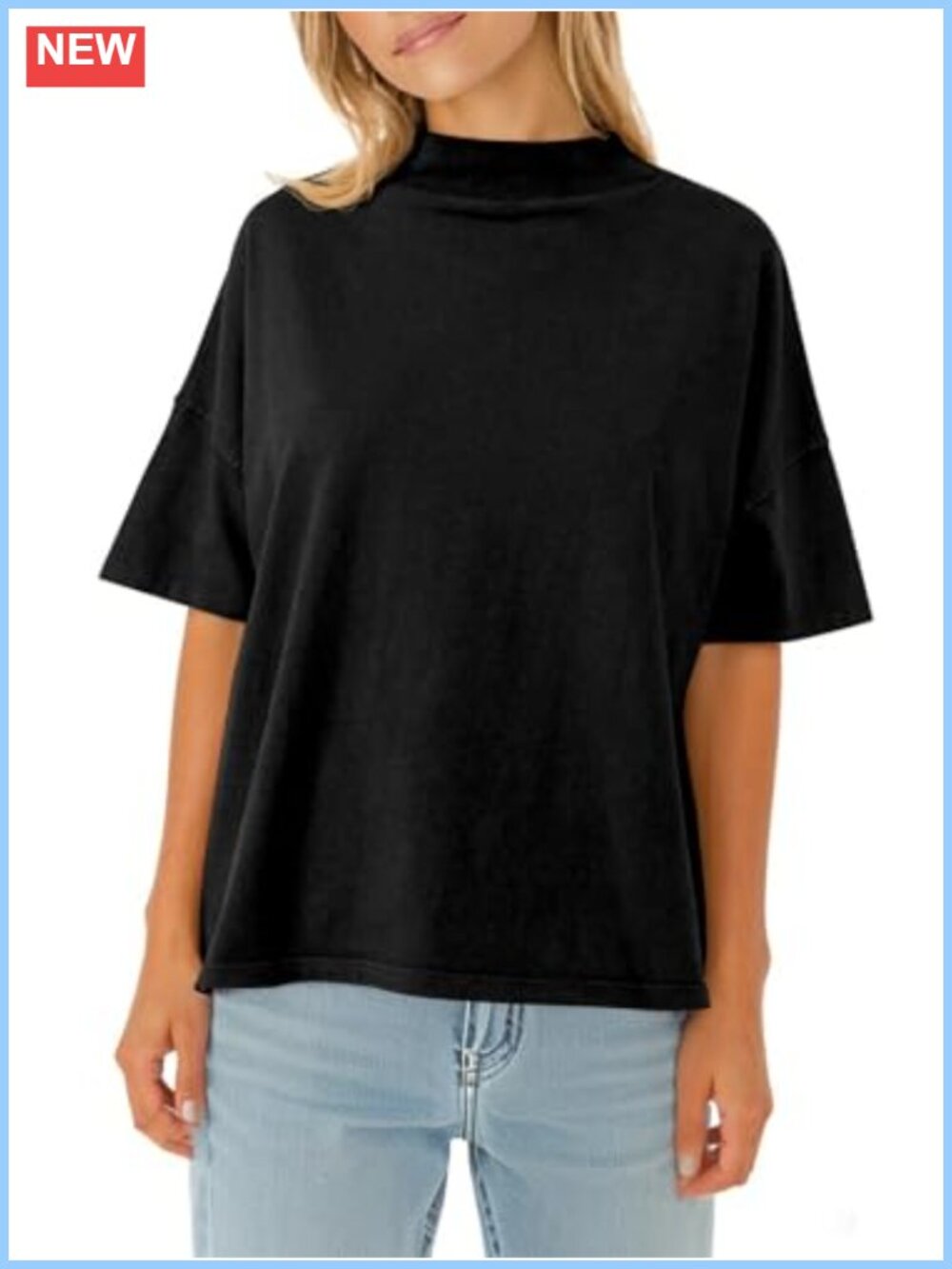 Womens Mock Neck Short Sleeve T Shirt Casual Summer Top